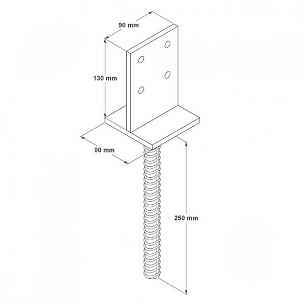 Опора колони заливна Т-подібна 90x90 мм 8 мм 1 шт. 