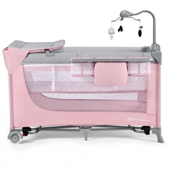 Манеж-ліжко Kinderkraft Leody Pink з пеленатором KCLEOD00PNK00AC