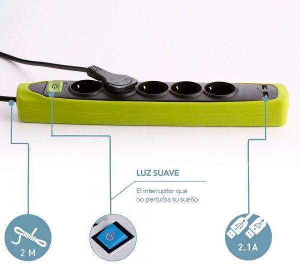 Удлинитель Electraline с заземлением 3 гн. зеленый 2 м 62152