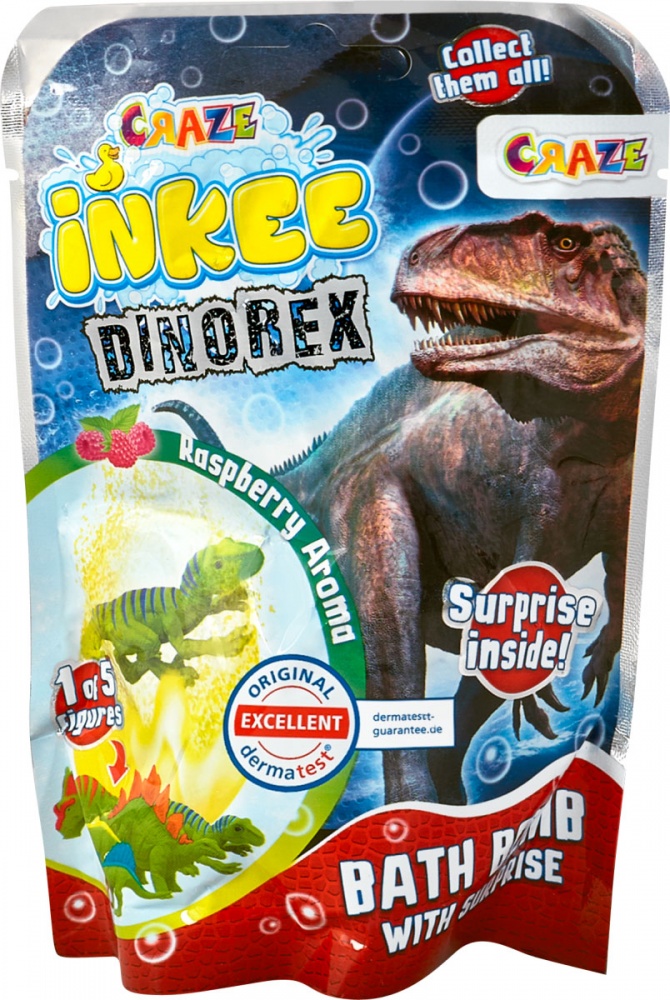 Бомбочка для ванны Inkee с игрушкой Динозавры (35597)