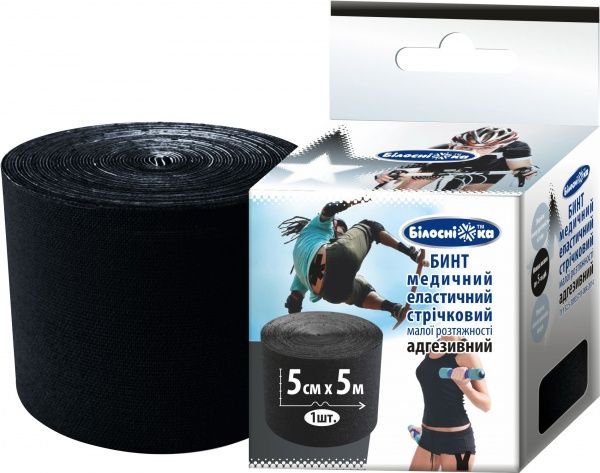 Бинт эластичный Білосніжка адгезивный 5x500 см чорний 1 шт.