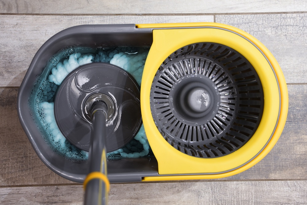 Комплект швабра і відро з механічним віджимом для підлоги Apex Espresso Spin Mop сірий