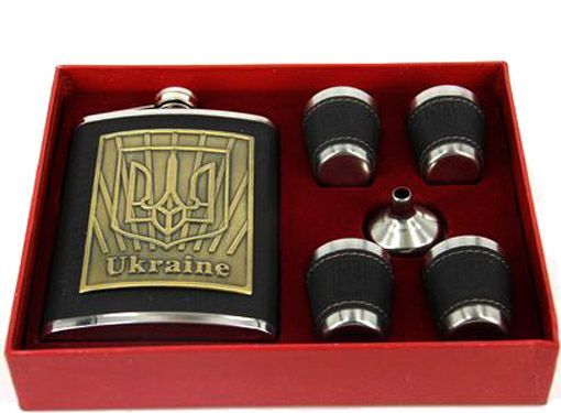 Фляга з рюмками Герб України A120