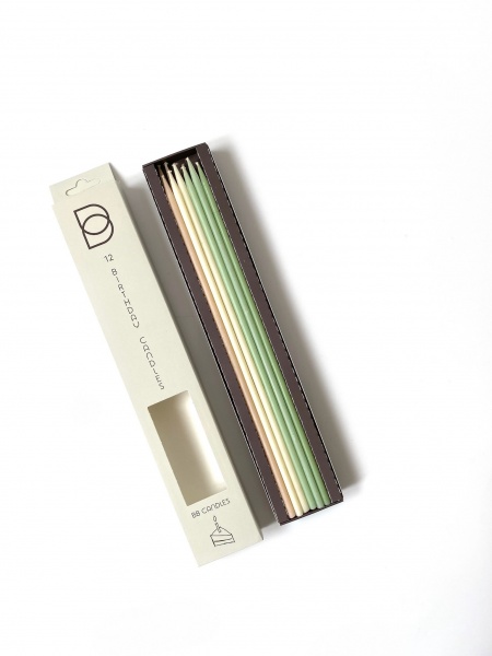 Свічки для торта BB CANDLES мікс бежево-оливковий 25 см 12 шт.