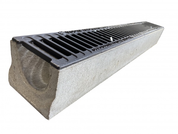 Лоток Vodaland водоотводный бетонный Base DN100 H110 с решеткой чугунной щелевой С250