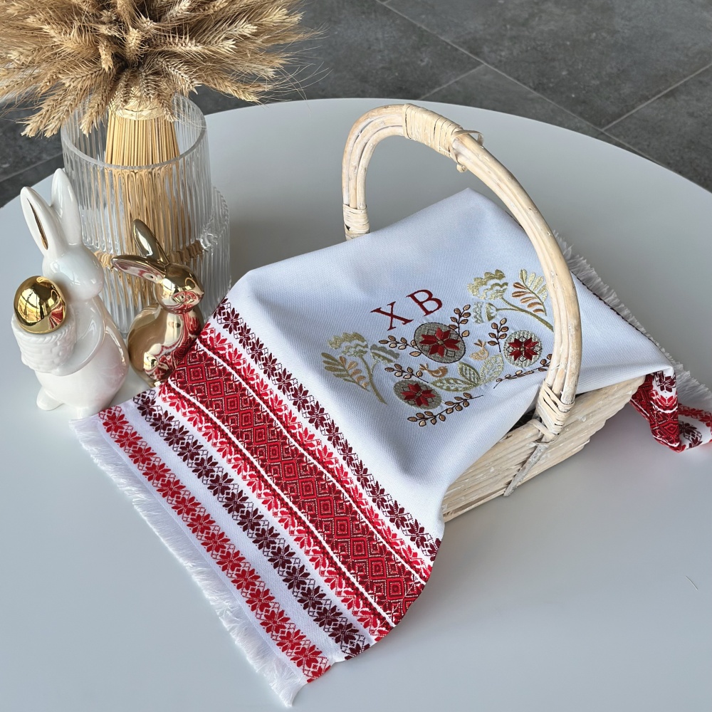 Полотенце пасхальное 623-25/00 32x65 см Эдельвика белый/красный