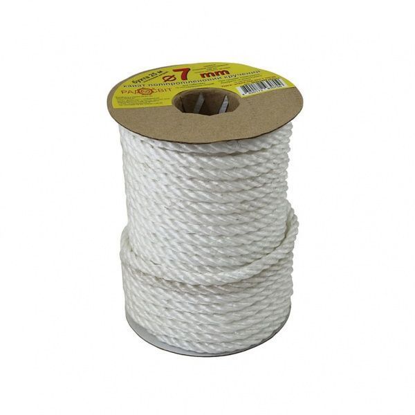 Канат Радосвіт полипропиленовый крученый 7 мм 25 м белый