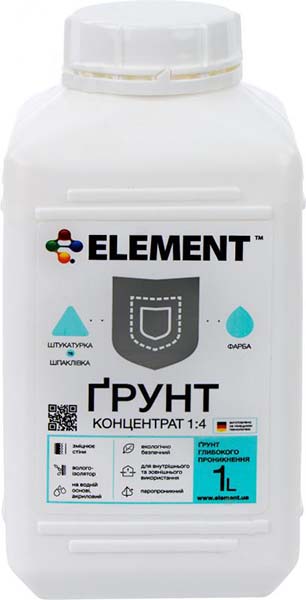 Ґрунтовка глибокопроникна Element вологоізолятор концентрат 1:4 1 л