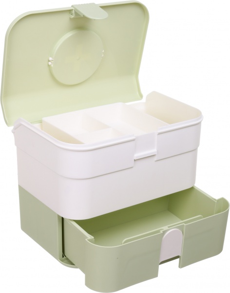 Органайзер для косметики многоуровневый с ящиками 32х20х25 см белыйзеленый 