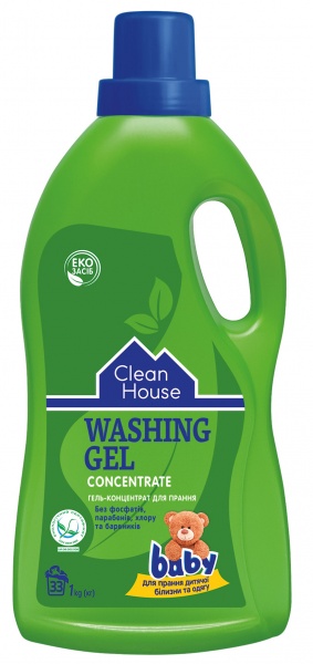 Гель для машинной и ручной стирки Clean House Baby 1 л 