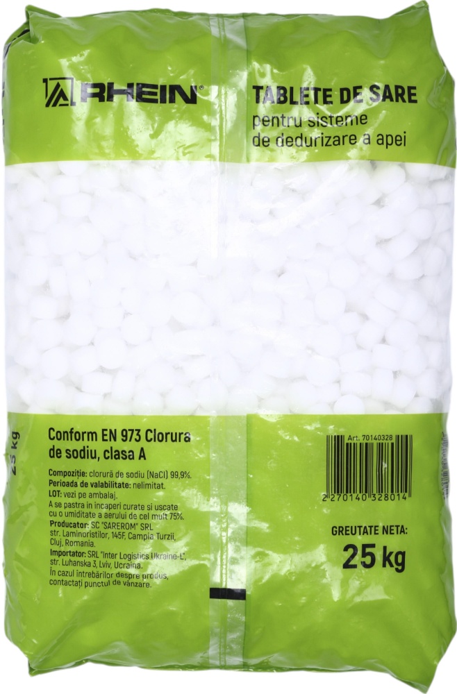 Соль таблетированная Rhein (99,9%) 25 кг