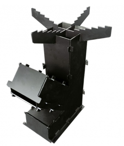 Буржуйка Стальной характер Турбопечь тактическая малая,б/рис,233х253х90; 190х190; 1,6 кг; 1,5 мм