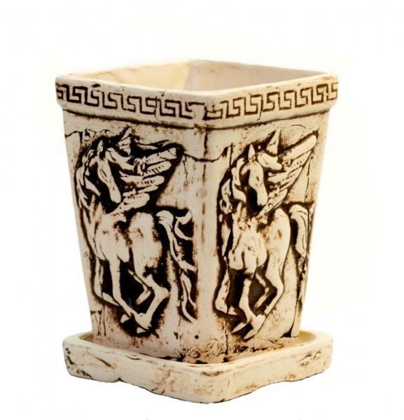 Горшок керамический Пегас квадратный 2,7 л бежевый 