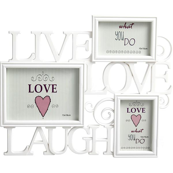 Фоторамка Колаж Live Love Laugh біла 3 шт