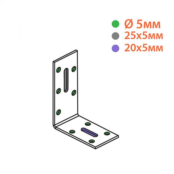 Кутник регульований Kolchuga асиметричний 70x55x30 мм 2 мм
