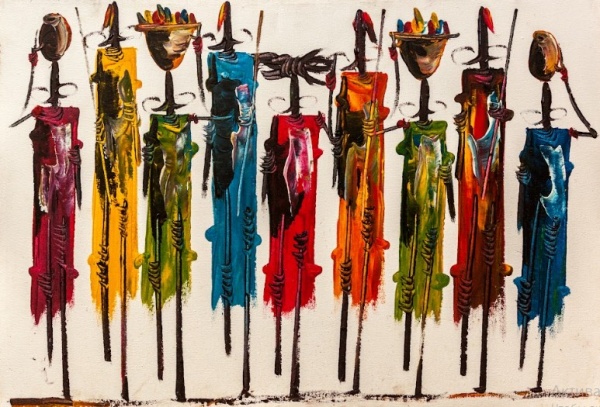 Картина на холсте Танцы африки (без рамы) 55x80 см ТЕРРАВОЛ 