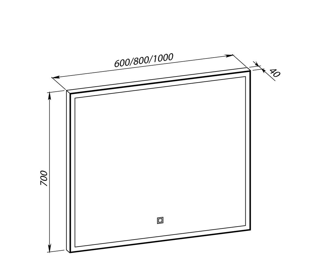 Дзеркало з вбудованим підсвічуванням Aqua Rodos Luce black 60х70 sensor