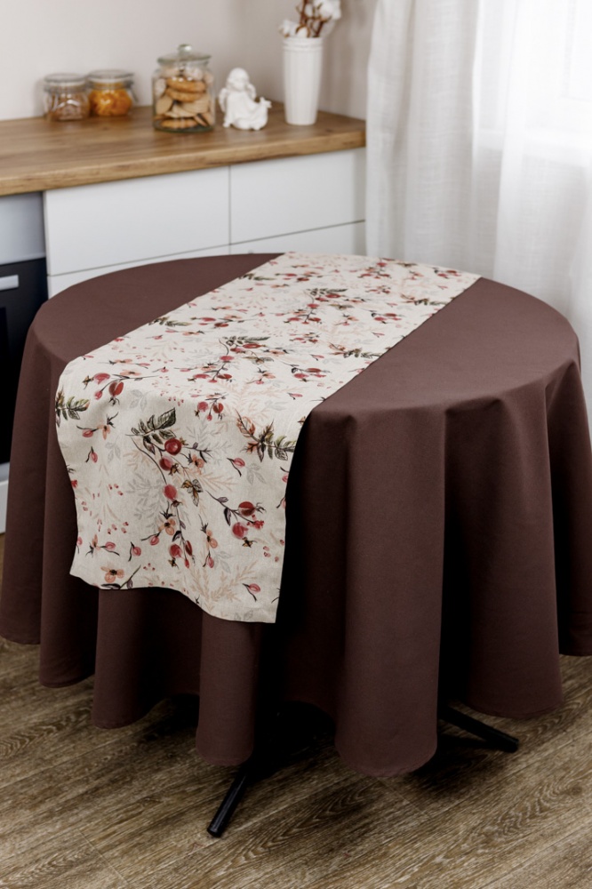 Скатерть Шиповник d200 коричневый La Nuit