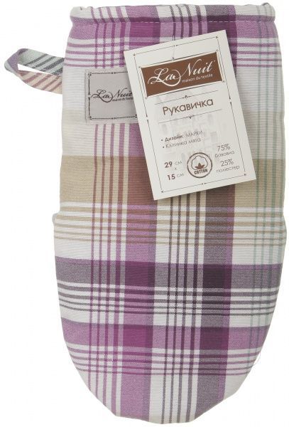 Прихватка-рукавиця Клітинка м'ята 15x29 см рожевий La Nuit 