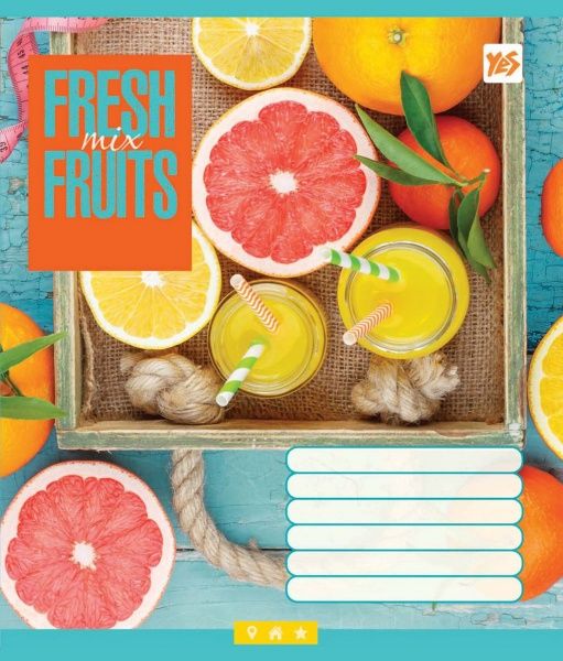 Комплект тетрадей Fresh Fruits 12 листов в клетку 25 шт. YES