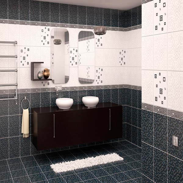 Плитка Карпатская керамика Квадро черная 300x300 мм