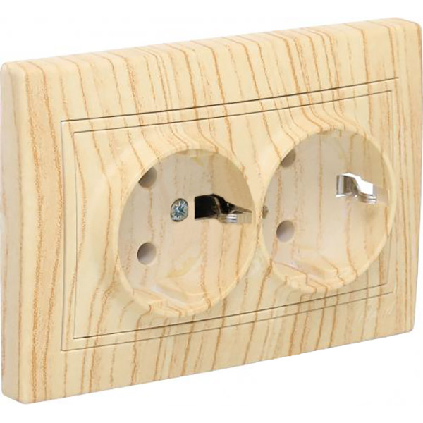 Розетка двойная с заземлением Lezard Mira 16 А 250 В дуб беленый матовый 701-5252-127В