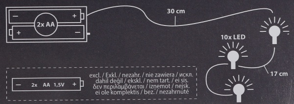 Електрогірлянда лінійна з кульками золотий світлодіодна (LED) 10 ламп 