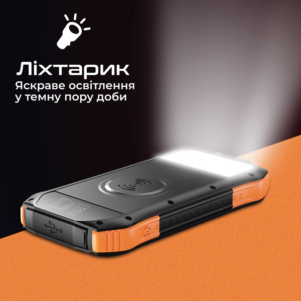 Універсальна мобільна батарея Promate SolarTank-10PDQi 10000 mAh black (solartank-10pdqi.black) із сонячною панеллю 