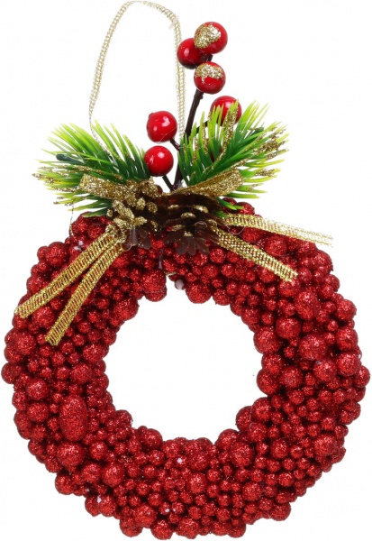 Декоративная подвеска Шар с декором 12 см красный HL21-25