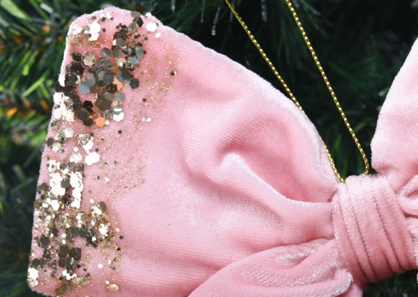 Декорація новорічна Бант YZH502300 рожевий 18х22х2,5 см 