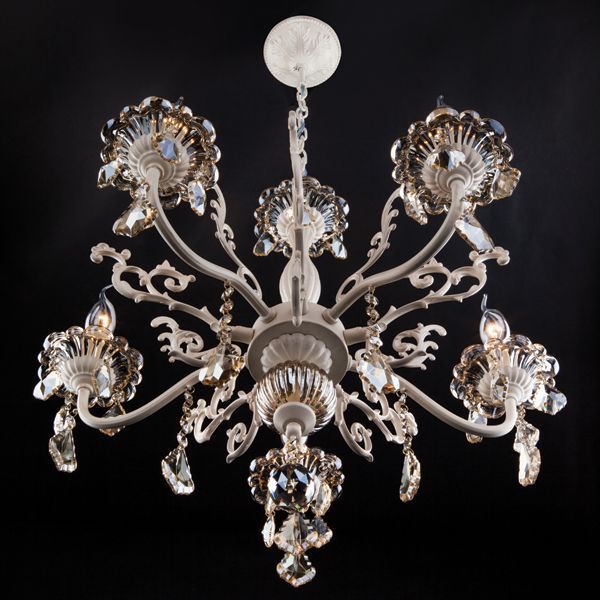 Люстра підвісна Strotskis Joanna 5x60 Вт E14 біло-золотистий/димчастий прозорий 3281/5 