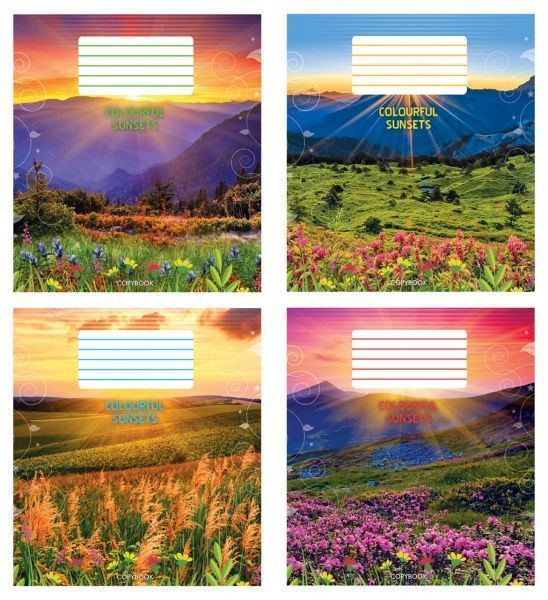 Комплект тетрадей Яркий восход солнца 96 л линия 8 шт./уп. (4 дизайна) Мечты сбываются