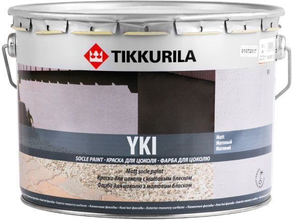 Краска TIKKURILA Yki Sokkelimaali, база А белый 9л 11,7кг