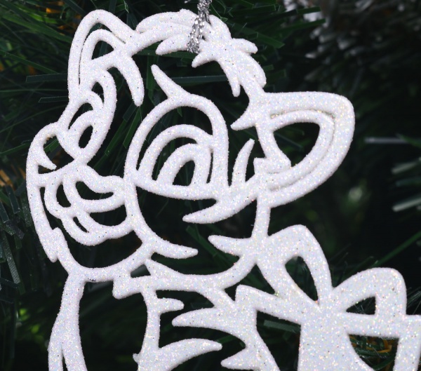 Подвеска Тигрик с подарком 2Д 12х12 см белый