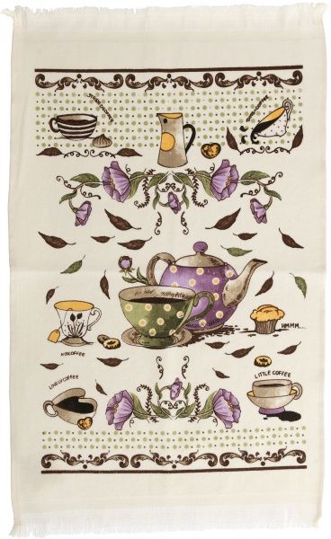 Полотенце кухонное Чайник 40x60 см бежевый 