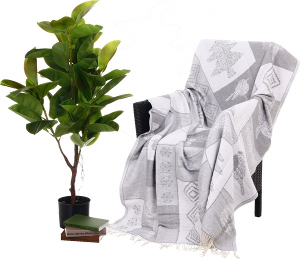 Плед дизайн 8 Рождественская коллекция 140x200 см серый с рисунком Ярослав 