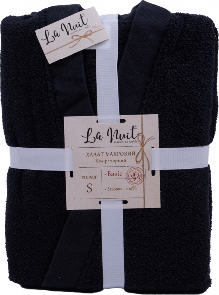 Халат махровый La Nuit Rice р. М черный 