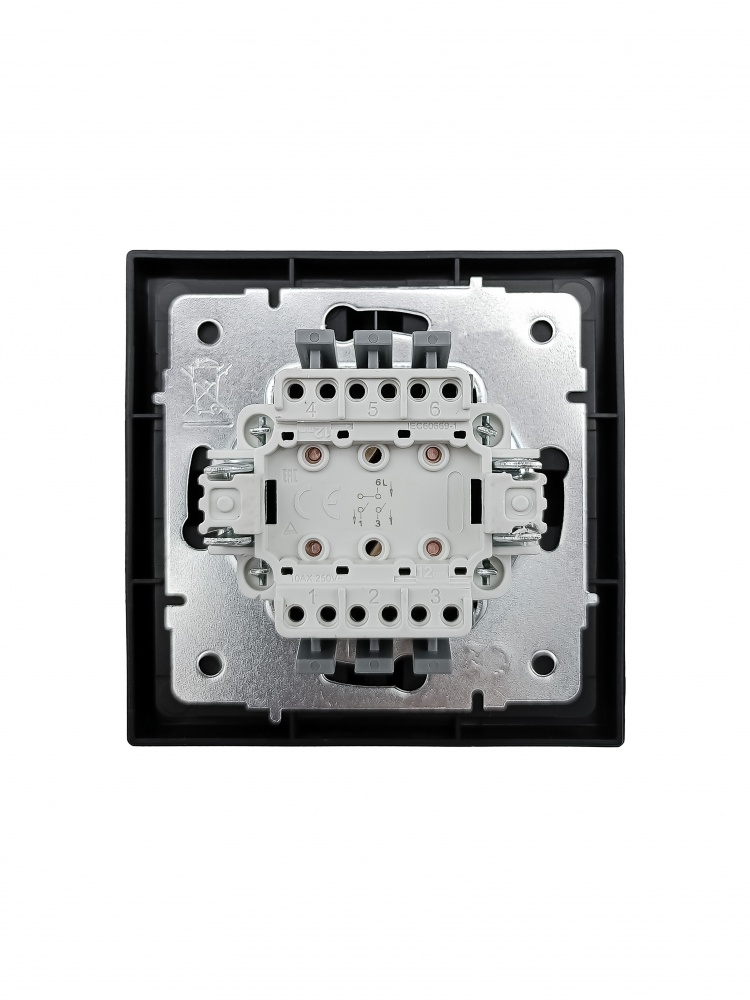 Механізм вимикача двоклавішний HausMark Juna без підсвітки чорний