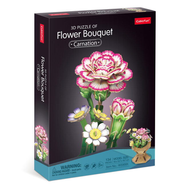 3D-пазл CubicFun Букет квітів Гвоздики W3300h
