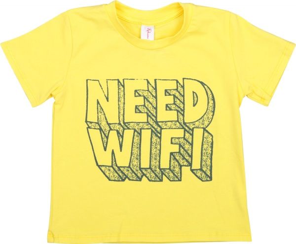 Футболка для хлопчиків Roksana №01/16903 Need Wifi р.116-122 жовтий 