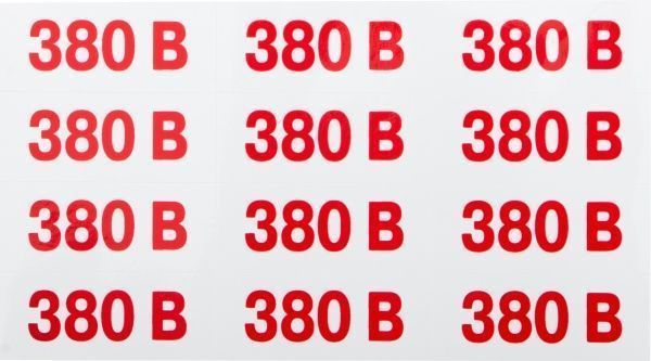 Наклейка Позначення напруги 380 В 60х25 мм 12 шт.