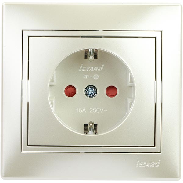 Розетка с заземлением Lezard Mira 16 А 250 В 701-3030-124В со шторками белый