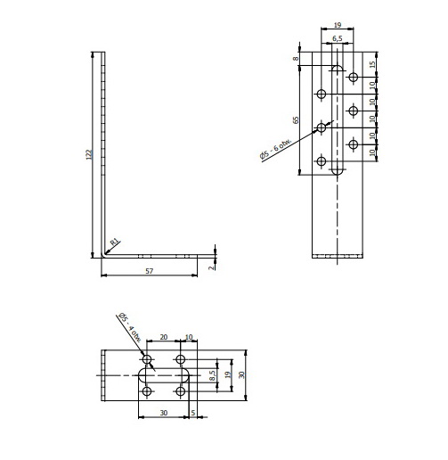 Кутник монтажний Domax L-подібний 120x55x30 мм 2 мм KRD4