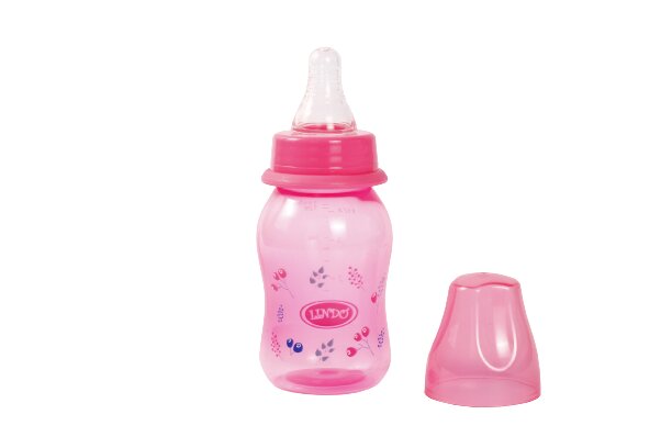 Пляшка Lindo вигнута з силіконовою соскою 125 мл LI 132