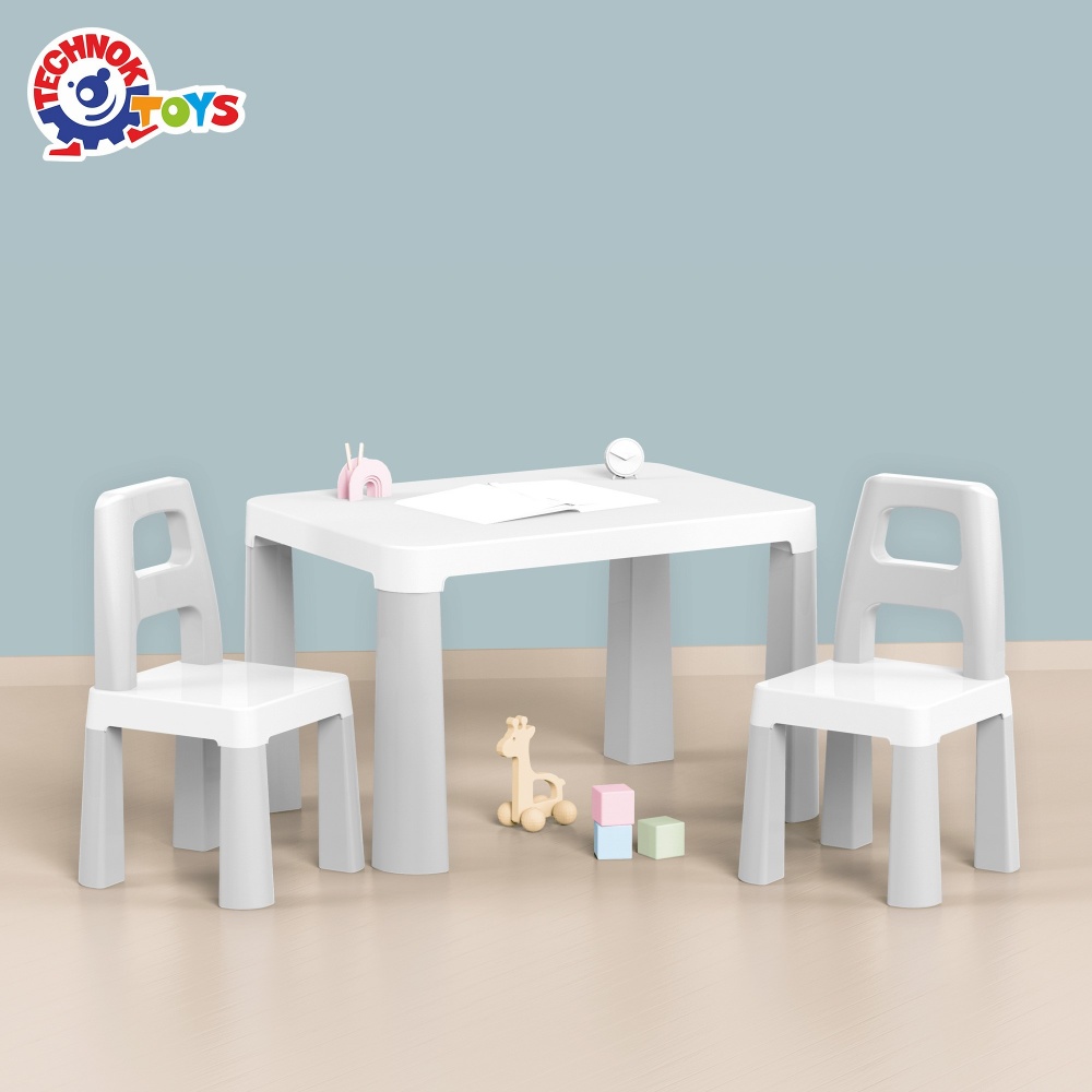 Набір ТехноК Дитячий стіл з двома стільцями 0150 біло-сірий