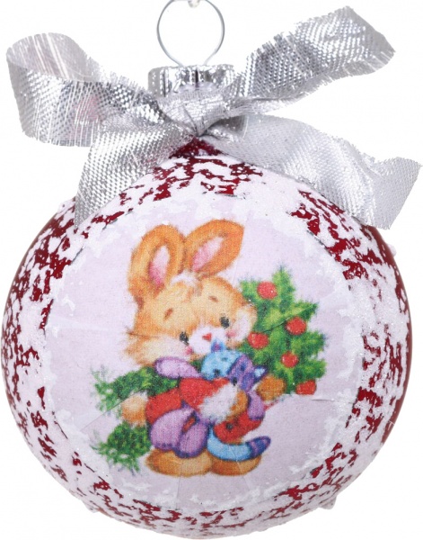 Шар новогодний символ года декупаж d 60 мм в ассортименте