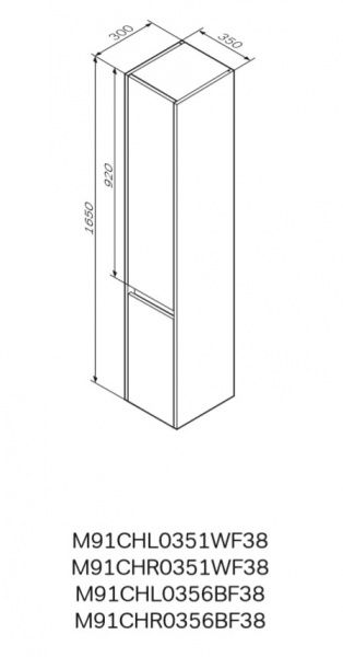 Пенал для ванной комнаты AM.PM M91CHL0351WF38 GEM S подвесной, 35 см, левый, белый глянец/дерево
