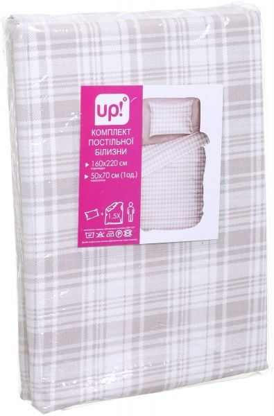 Комплект постільної білизни Клітинка 1,5 160х220 см бежевий UP! (Underprice) 