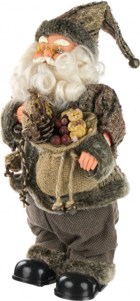 Декоративна фігура Дід Мороз з подарунком і ведмежам 36 см 