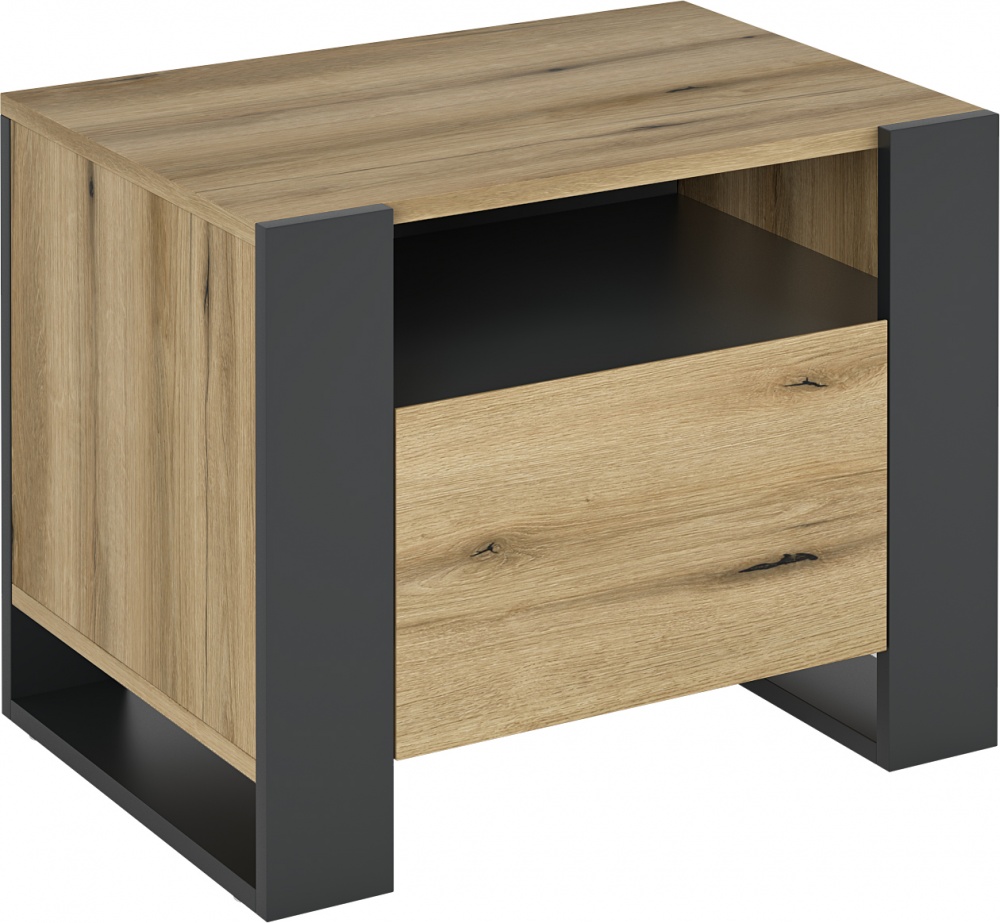 Тумба прикроватная Грейд Combo 596х460х421 мм графит серый/дуб эвок прибрежный